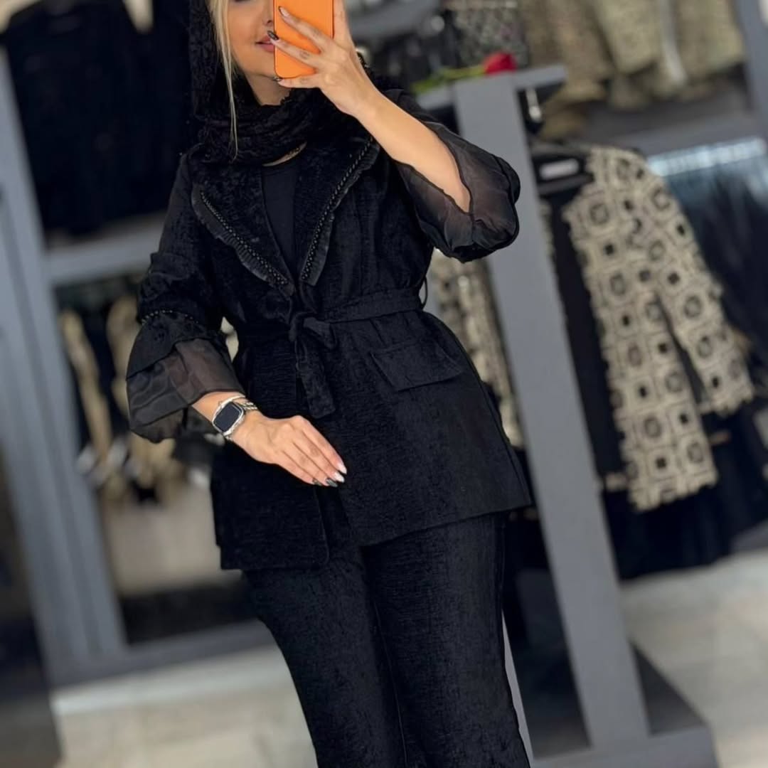 ست مانتو شلوار مخمل شنل درجه یک سایز ۱ تا ۴